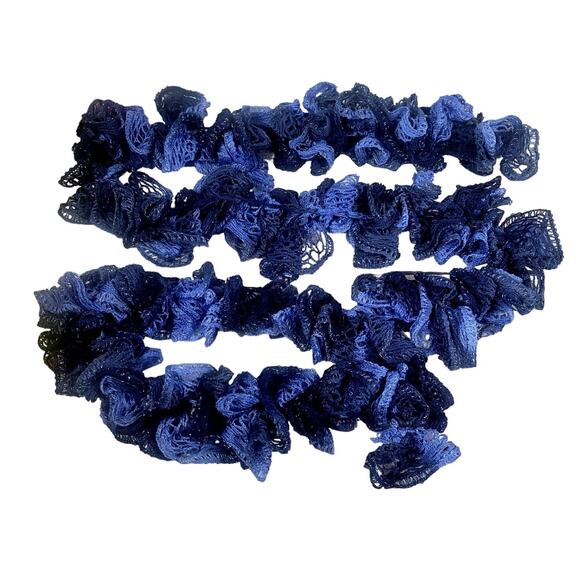 Handmade Two-Tone Blue Crochet Scarf - Picture 1 of 6